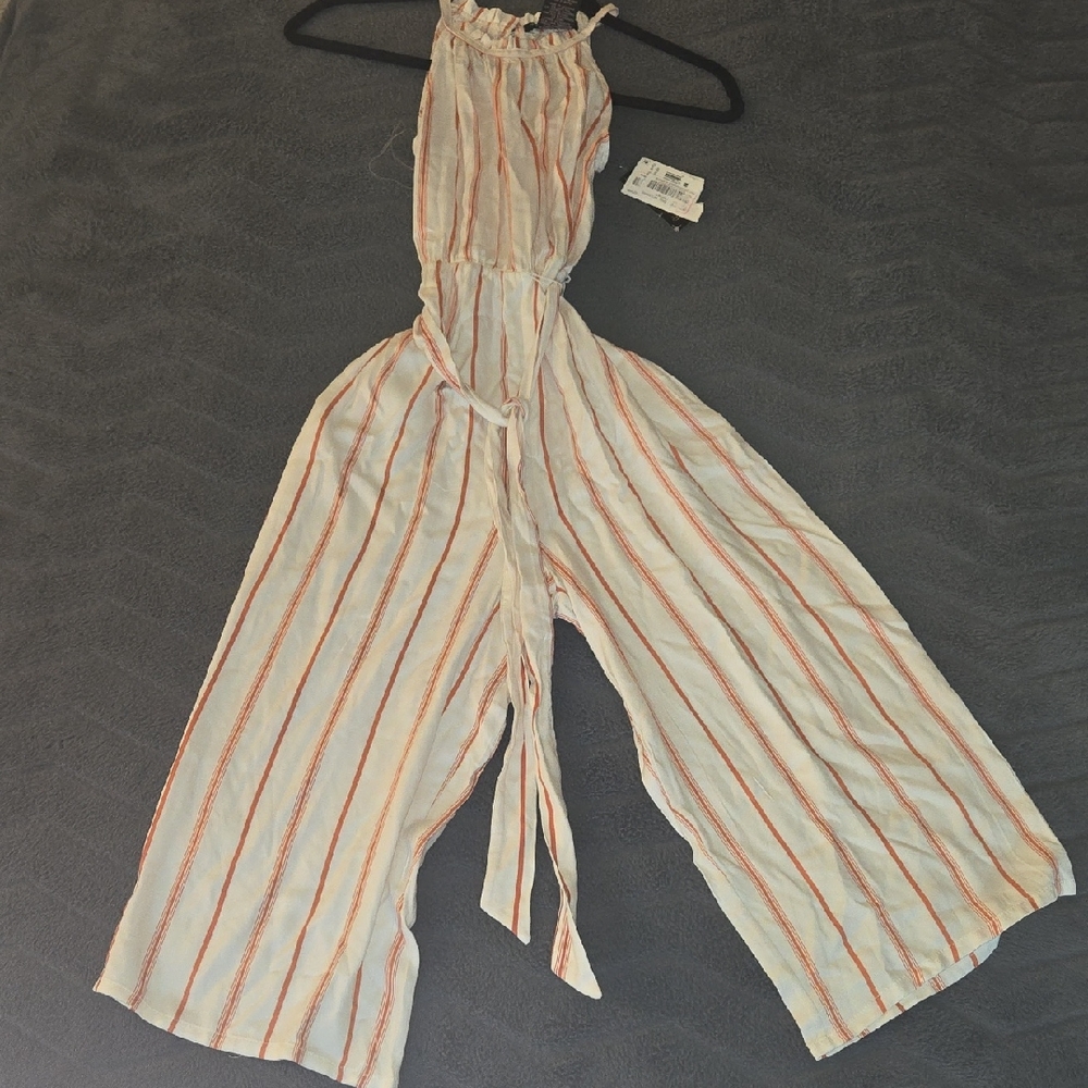 Xtraordinary Orange and Cream Striped Jumpsuit